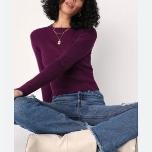 Mendocino‎ Women’s Long Sleeve Ribbed Sweater Purple Large 100% Cotton Pullover